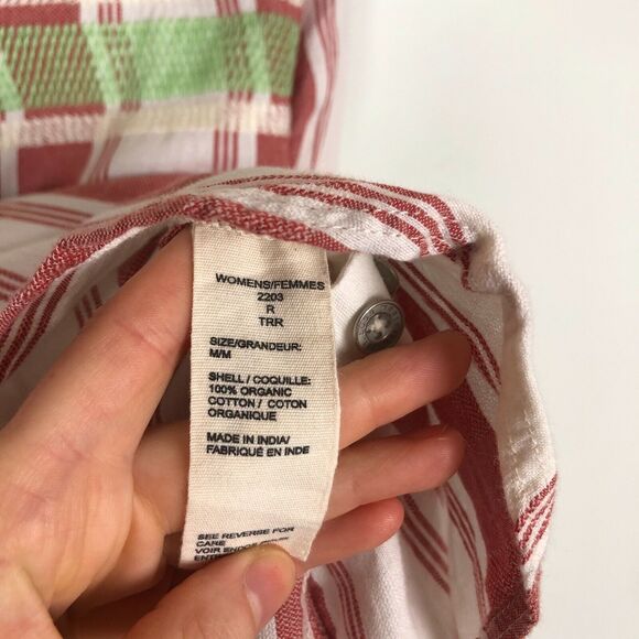 Woolrich Organic Striped Embroidered Button Long Sleeve Tunic Top Women Medium - Picture 6 of 8